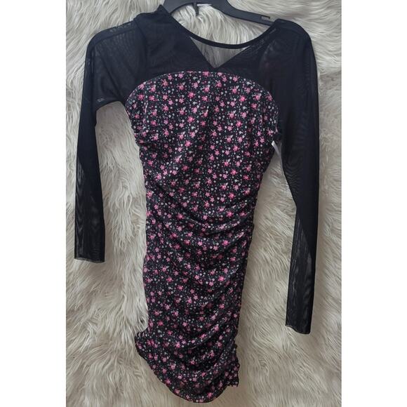 With Jules Big Girls Long-Sleeve Printed Mesh Combo Dress Size S 6065 - Picture 5 of 5